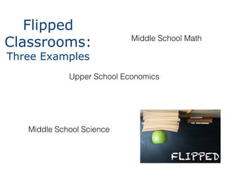 Flipped Classrooms: Three Examples Middle School Math Middle School Science Upper School Economics 