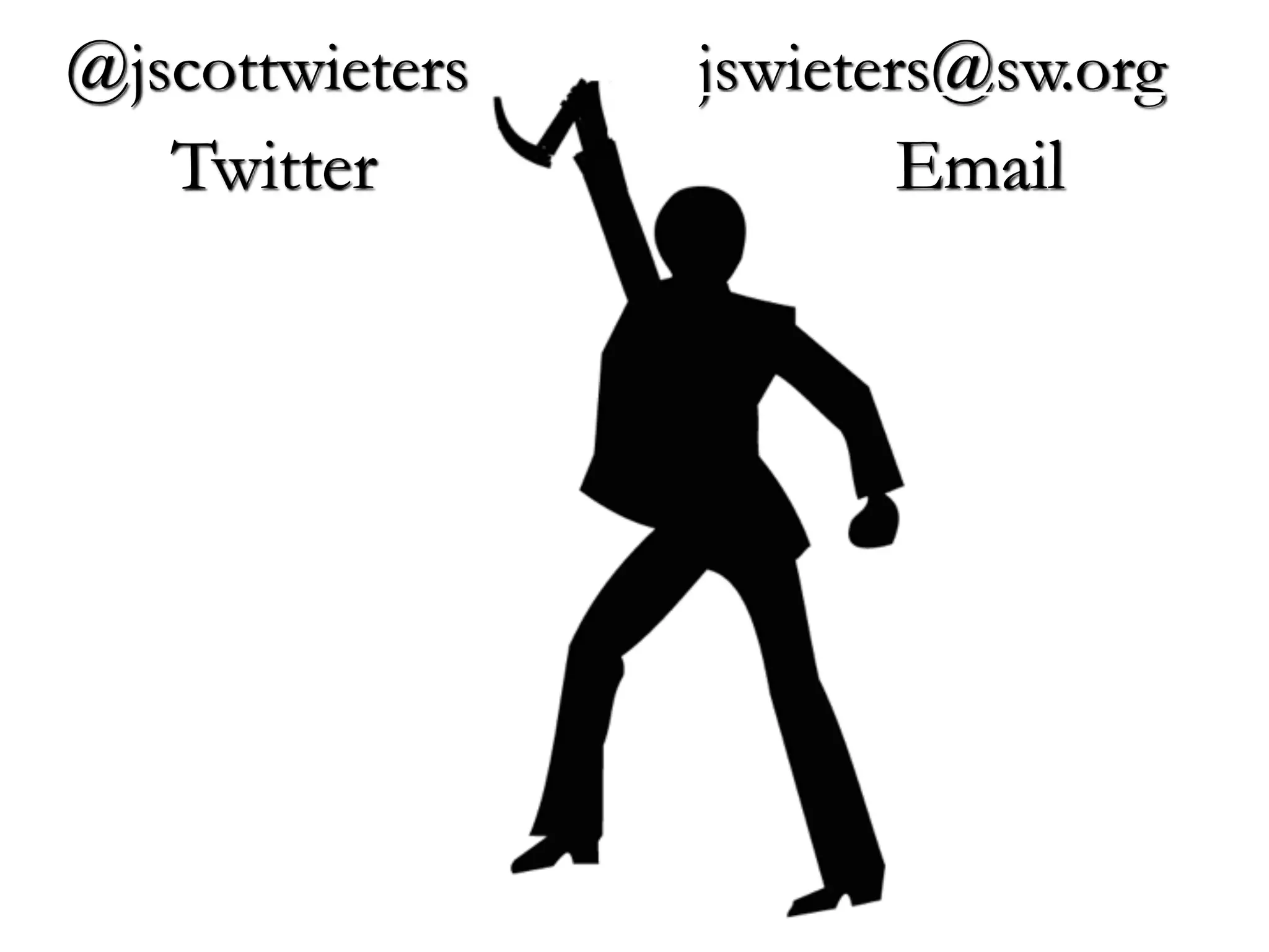 Twitter Email
@jscottwieters jswieters@sw.org
 