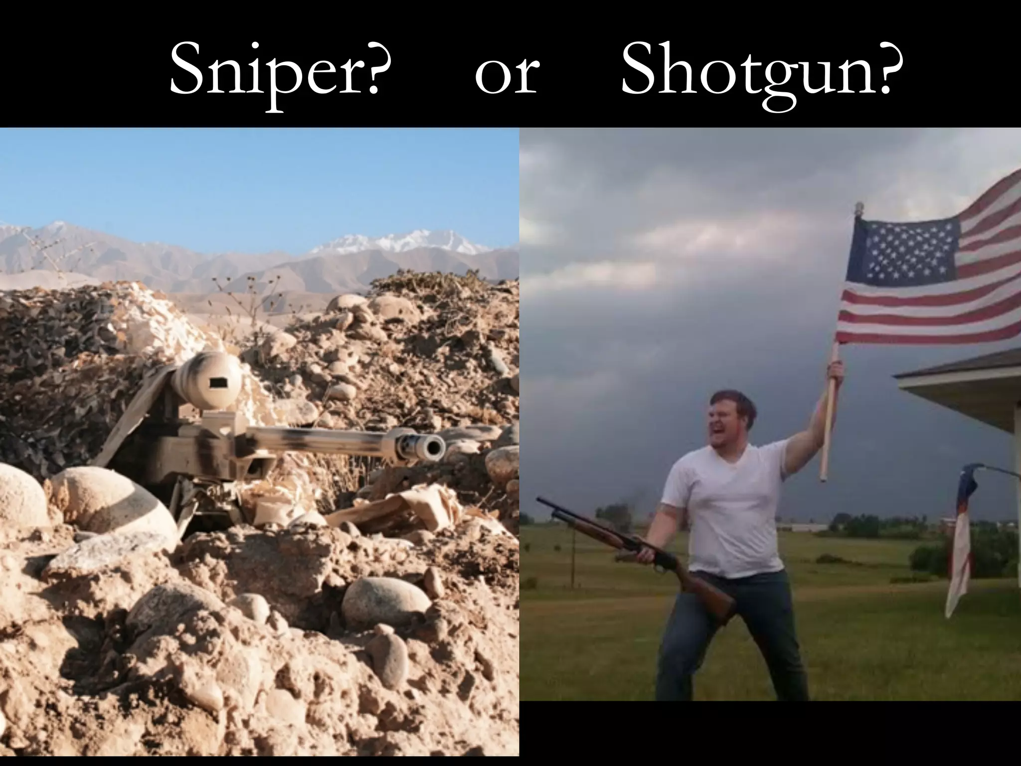 Sniper? or Shotgun?
 
