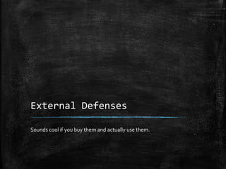 External Defenses
Sounds cool if you buy them and actually use them.
 