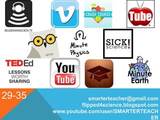 smarterteacher@gmail.com
flipped4science.blogspot.com
www.youtube.com/user/SMARTERTEACH
ER
29-35
 