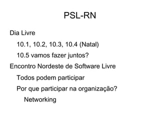 PSL-RN Membros Inicialmente foram alunos IFRN/Campus Natal Central (na época CEFET-RN/Natal) 