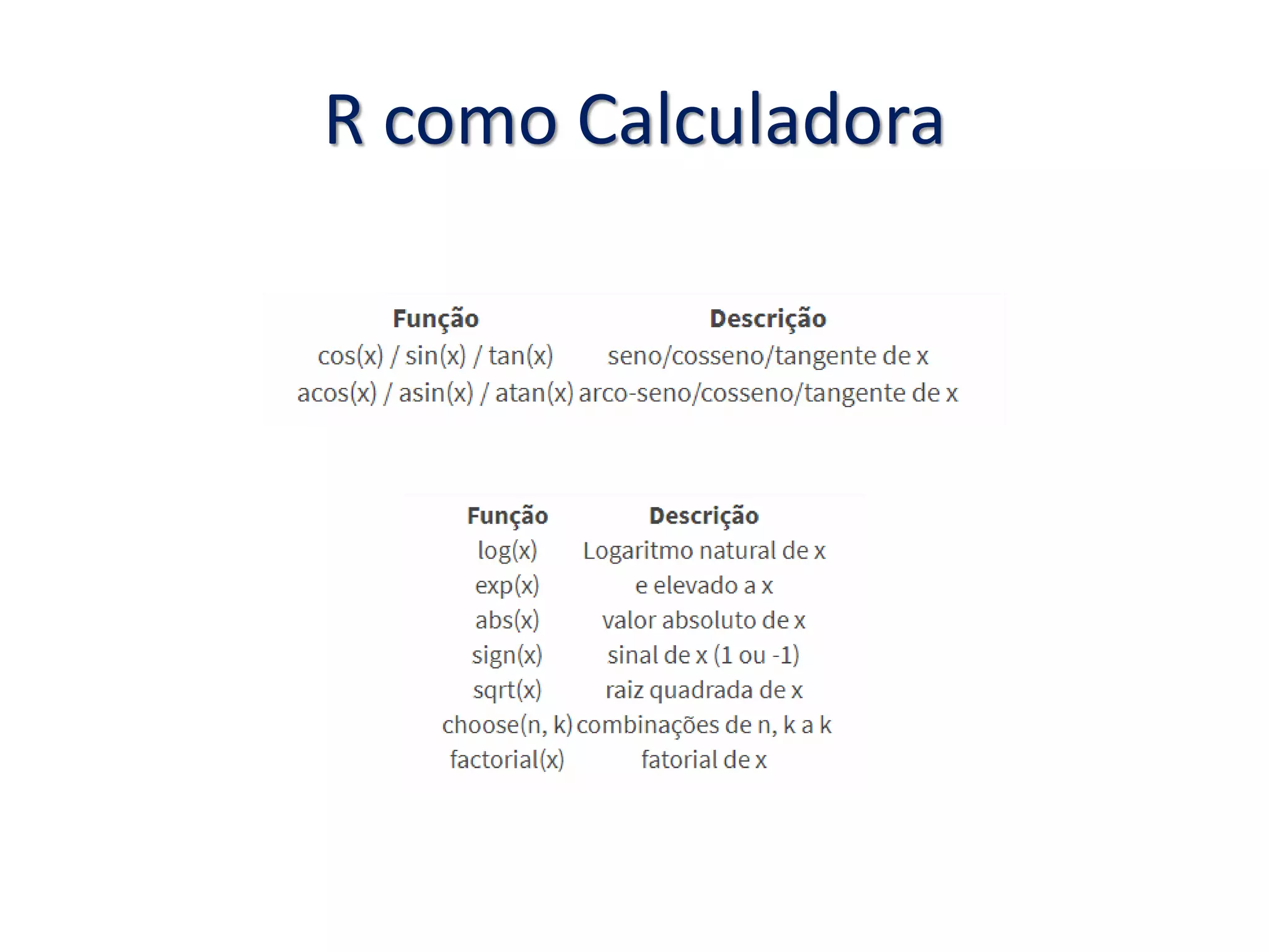 R como Calculadora
 