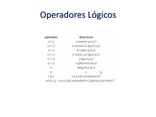 Operadores Lógicos
 