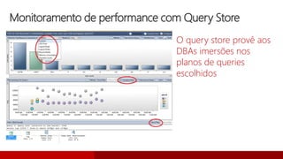Monitoramento de performance com Query Store
O query store provê aos
DBAs imersões nos
planos de queries
escolhidos
 