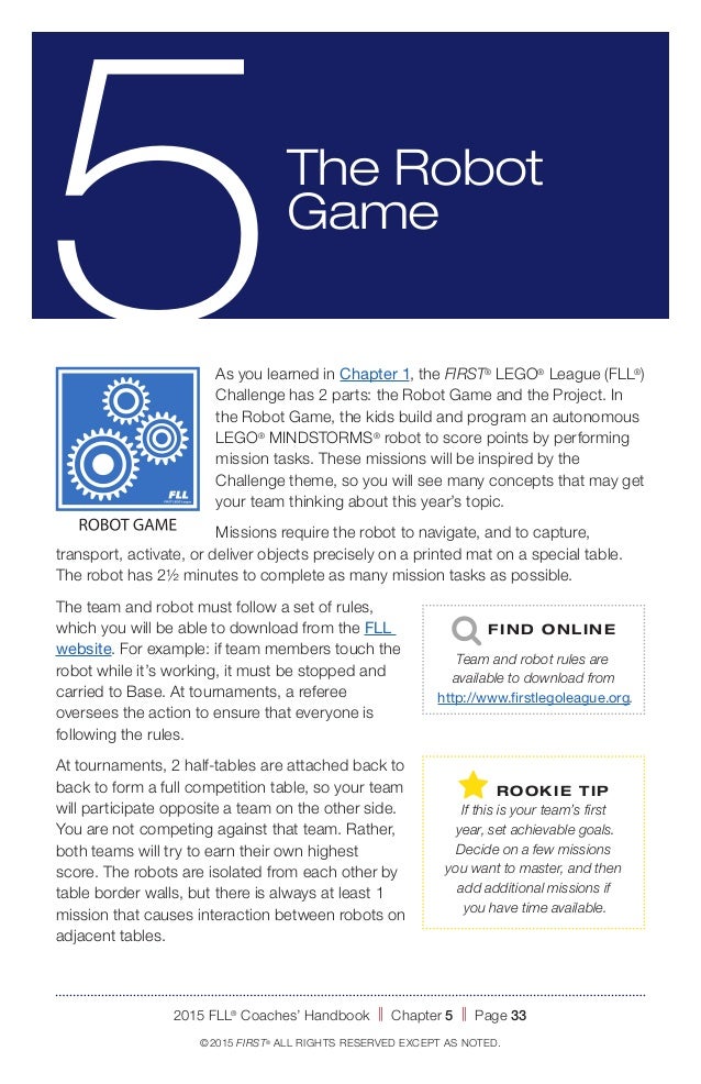 first lego league coaches handbook