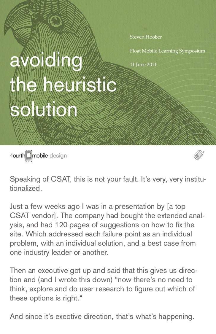 Avoiding the Heuristic Solution: Creating Inspiring Mobile Design wit… Avoiding the Heuristic Solution: Creating Inspiring Mobile Design wit…