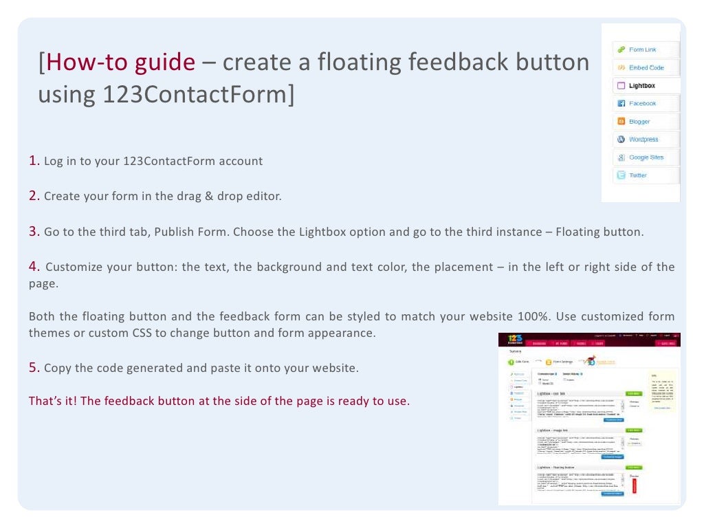 Feedback button on side of the page