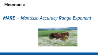 Mnemonic
MARE – Mantissa Accuracy Range Exponent
 
