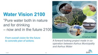 A forward looking project made in co-
operation between Aarhus Municipality
and Aarhus Water
From overall vision for the future
to concrete plan of actions.
Water Vision 2100
”Pure water both in nature
and for drinking
– now and in the future 2100
© Aarhus Water
© DHI 29
 