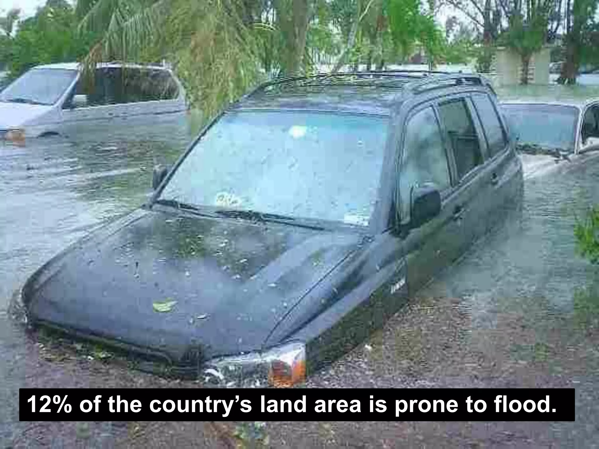 12% of the country’s land area is prone to flood.
 