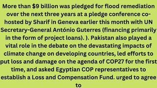 More than $9 billion was pledged for flood remediation
over the next three years at a pledge conference co-
hosted by Shar...