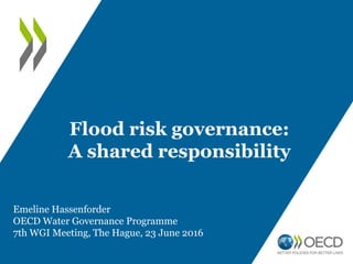 Flood risk governance:
A shared responsibility
Emeline Hassenforder
OECD Water Governance Programme
7th WGI Meeting, The Hague, 23 June 2016
 