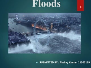 Floods
 SUBMITTED BY : Akshay Kumar, 11305119
1
 
