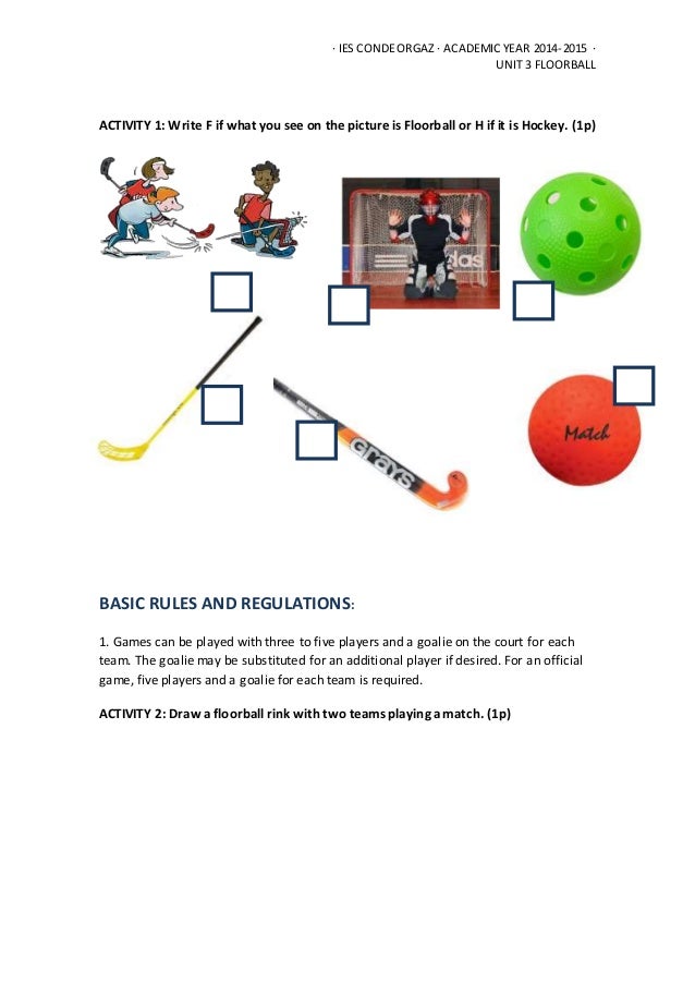 Floorball Activities For 2º And 3º Of Eso