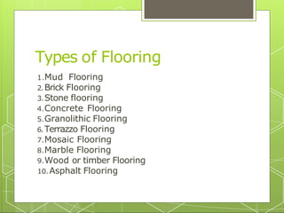 Flooring Notes FLOORING work in construction of residential building pdf | PDF