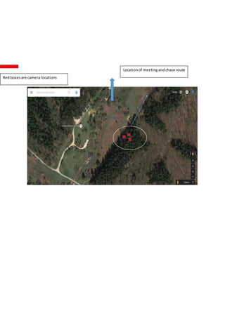 Locationof meeting andchase route
Redboxesare camera locations
 