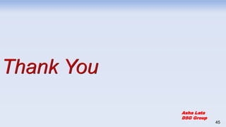 45
Thank You
Asha Lata
DSG Group
 