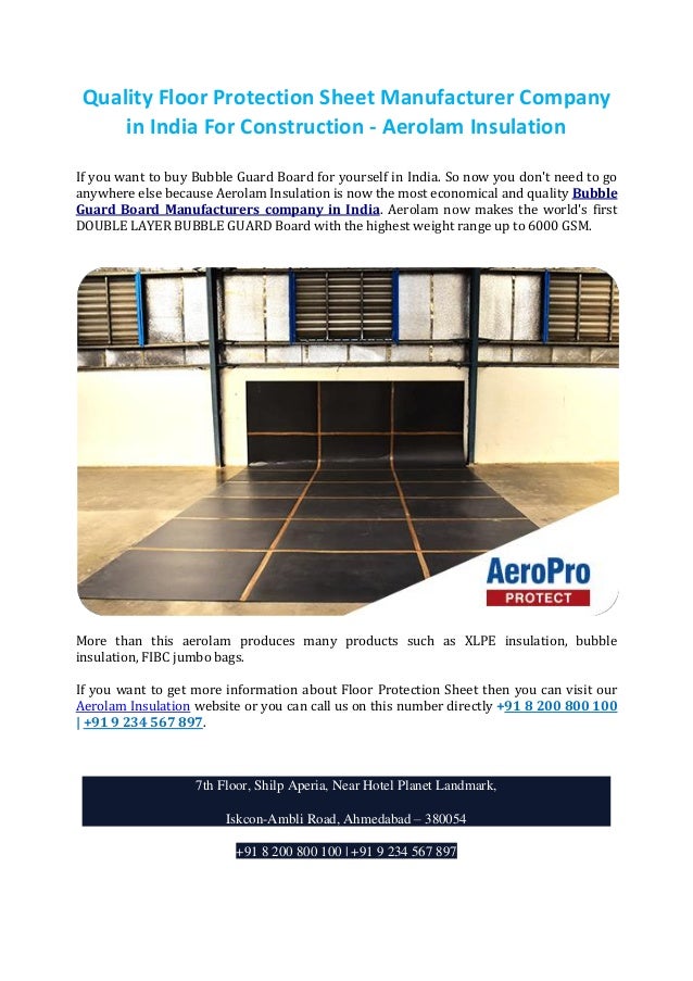 Quality Floor Protection Sheet Manufacturer Company In India For