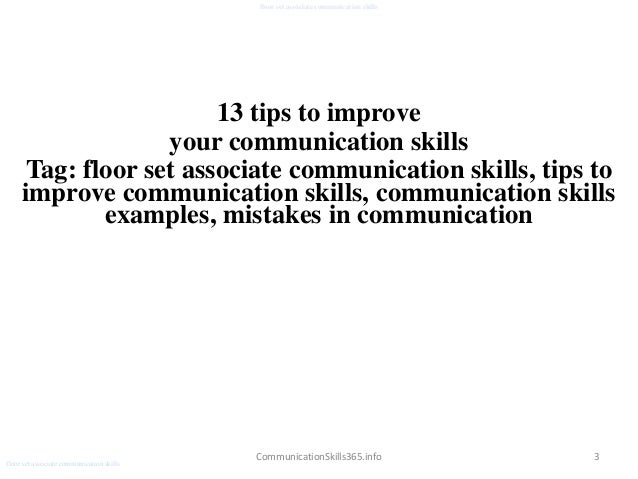 Floor Set Associate Communication Skills Pdf