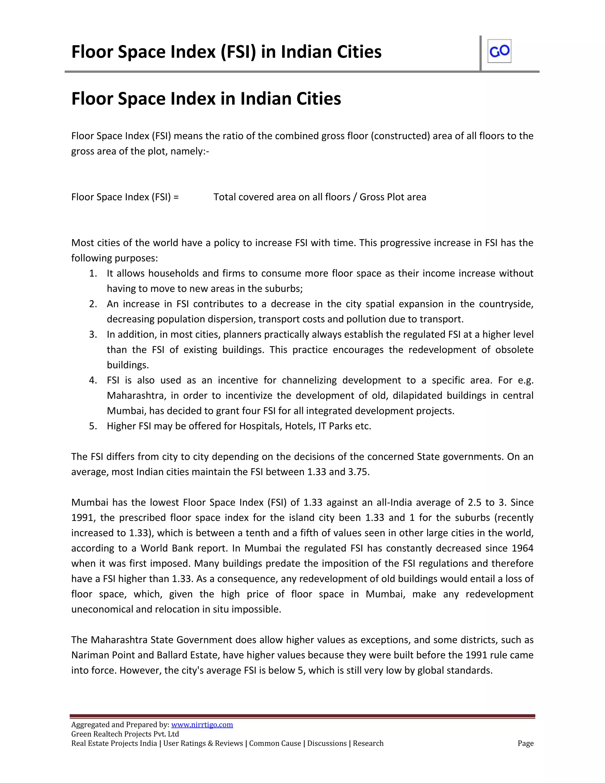 Floor space index fsi in indian cities PDF