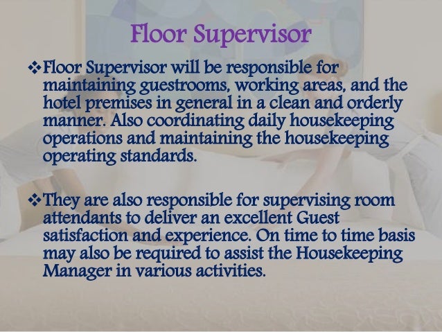 What is a housekeeping supervisor's job description?