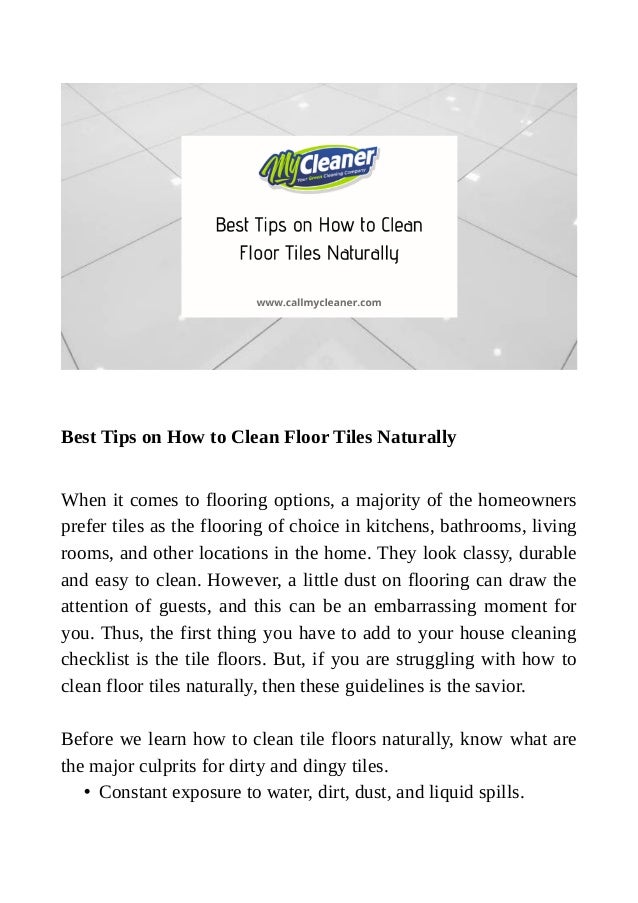 Best Tips On How To Clean Floor Tiles Naturally