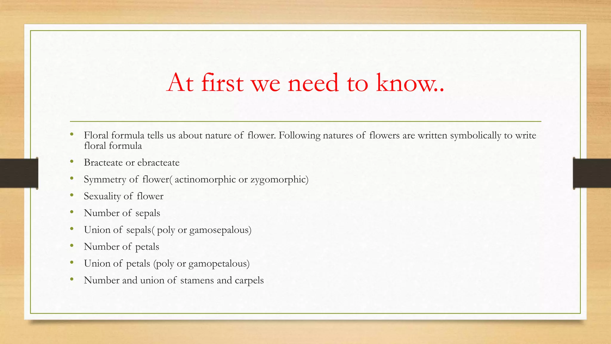 Floral formula and floral diagram PPT