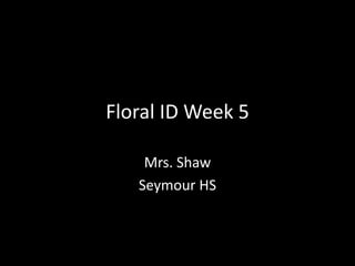 Floral ID Week 5
Mrs. Shaw
Seymour HS

 