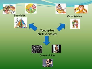 Desnutrición
Conceptos
Nutricionales
Nutrición Malnutrición
 