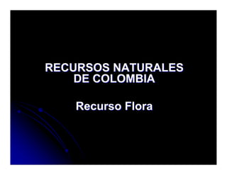 RECURSOS NATURALESRECURSOS NATURALES
DE COLOMBIADE COLOMBIA
Recurso FloraRecurso Flora
 