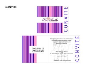 CONVITE




                                                    CONVITE

                                                                           CONVITE
                        Venha participar e conhecer em primeira mão as
                           novidades e tendências da nova estação.
                             Coquetel de lançamento com muitas
                                    novidades e surpresas.
                                               .


          COQUETEL DE
                                                DIA
          LANÇAMENTO                06 de novembro de 2010
                                               Local
                        Av. Bernardo Sayão, nº 1055 - Setor Centro-Oeste
                                               Hora
                                      a partir das 19 horas



                              Contamos com sua presença
 