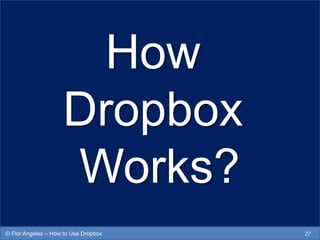 How
Dropbox
Works?
27© Flor Angeles – How to Use Dropbox
 