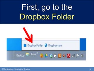 First, go to the
Dropbox Folder
30© Flor Angeles – How to Use Dropbox
 