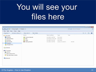 You will see your
files here
31© Flor Angeles – How to Use Dropbox
 