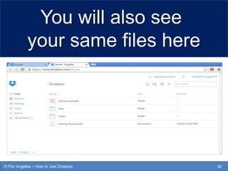 You will also see
your same files here
34© Flor Angeles – How to Use Dropbox
 