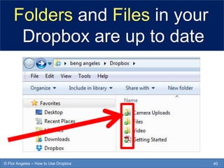 Folders and Files in your
Dropbox are up to date
40© Flor Angeles – How to Use Dropbox
 