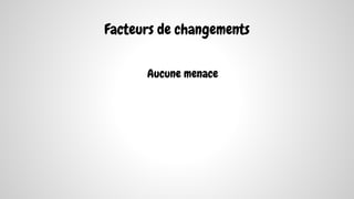 Facteurs de changements
Aucune menace
 