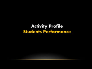 Activity Profile
Students Performance
 
