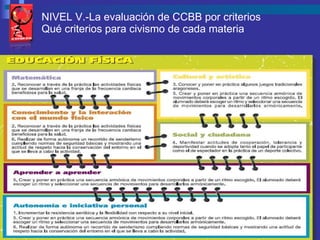 NIVEL V.-La evaluación de CCBB por criterios  Qué criterios para civismo de cada materia 
