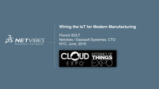 D a s h b o a r d I n t e l l i g e n c e
Wiring the IoT for Modern Manufacturing
Florent SOLT
Netvibes / Dassault Systemes, CTO
NYC, June, 2016
 