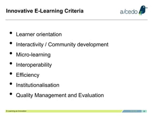 e-Learning as Innovation