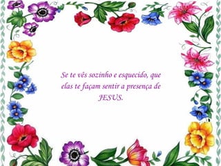 Se te vês sozinho e esquecido, que elas te façam sentir a presença de JESUS. 