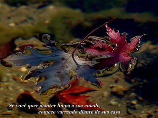 Se você quer manter limpa a sua cidade,
            comece varrendo diante de sua casa
 