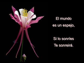 El mundo
es un espejo,
Si lo sonríes
Te sonreirá.
 