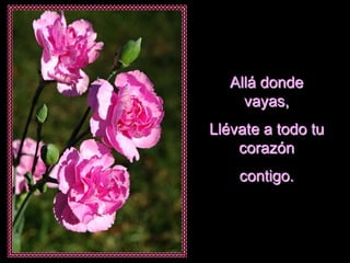 Allá donde
vayas,
Llévate a todo tu
corazón
contigo.
 