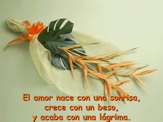 El amor nace con una sonrisa,  crece con un beso, y acaba con una lágrima. 