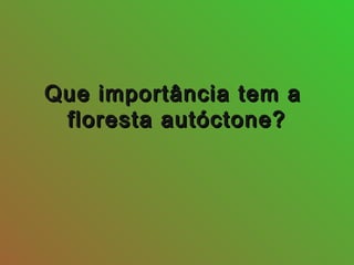 Que importância tem aQue importância tem a
floresta autóctone?floresta autóctone?
 