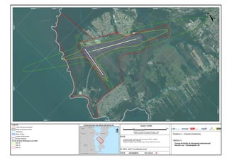 DATA: REVISÃO:14/10/2015 Ø
Nº DES. JGP:CurvaRuído.mxd
BASE:
Limites Municipais, Hidrografia: Base de Dados do IBGE, 1:250000;
Sedes Municipais: DNIT, 1:500000;
Imagem de Satélite: Imagens Digital Globe. Servidor WMS ArcGis (2012).
Florianópolis
Santa
Catarina
146000.000000
146000.000000
148000.000000
148000.000000
150000.000000
150000.000000
152000.000000
152000.000000
154000.000000
154000.0000006930000.000000
6934000.0000006936000.0000006938000.000000
±
LOCALIZAÇÃO DA ÁREA EM DETALHE
Santo
Amaro Da
Imperatriz
Paulo Lopes
Antônio
Carlos
São José
FlorianópolisSão Pedro De
Alcântara
Palhoça
Biguaçu
0 1 20.5 km
Escala
Projeção: Universal Transversa de Mercator - UTM
Sistema Geodésico de Referência: Sirgas 2000
Legenda
±
1:25,000
Limite Patrimonial Existente
Pistas do Aeroporto (2046)
Hidrografia
Massa D'Água
Limites dos Municípios
Divisas Estaduais
Curvas de Ruído (Modelagem para 2046)
DNL 65
DNL 70
DNL 75
ANEXO 4:
Relatório 3 - Estudos Ambientais
Curvas de Ruído do Aeroporto Internacional
Hercílio Luz - Florianópolis, SC
 