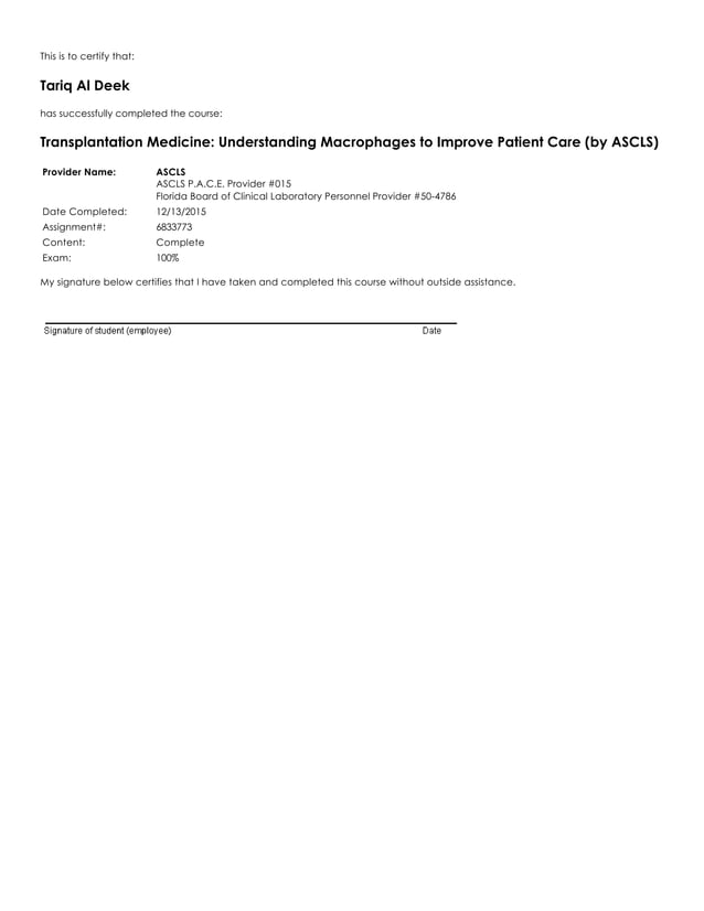 Florida board of clinical laboratory science ce lab ce certificates PDF